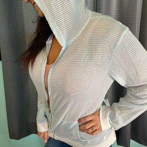 Armani Exchange light blue mesh hoodie Women XL